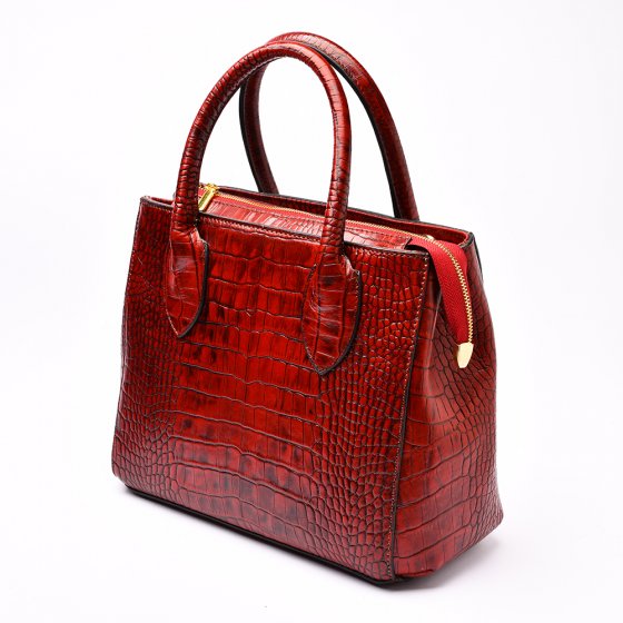 کیف مجلسی زنانه طرح ستاره چرم کروکودیل زرشکی