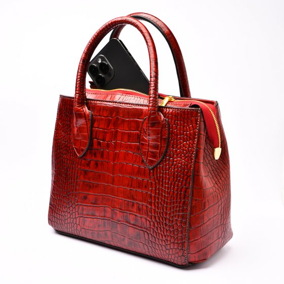 کیف مجلسی زنانه طرح ستاره چرم کروکودیل زرشکی