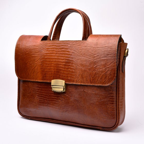 کیف دیپلمات طرح وکیلی چرم لیزارد عسلی