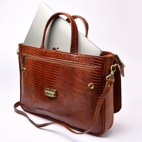 کیف دیپلمات طرح وکیلی چرم لیزارد عسلی