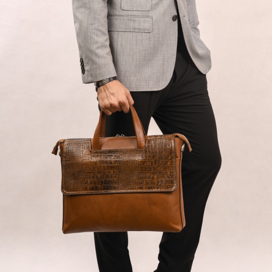 کیف اداری طرح سپهر چرم فلوتر عسلی