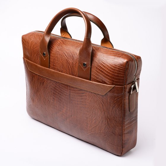 کیف اداری طرح گاندو چرم لیزارد عسلی