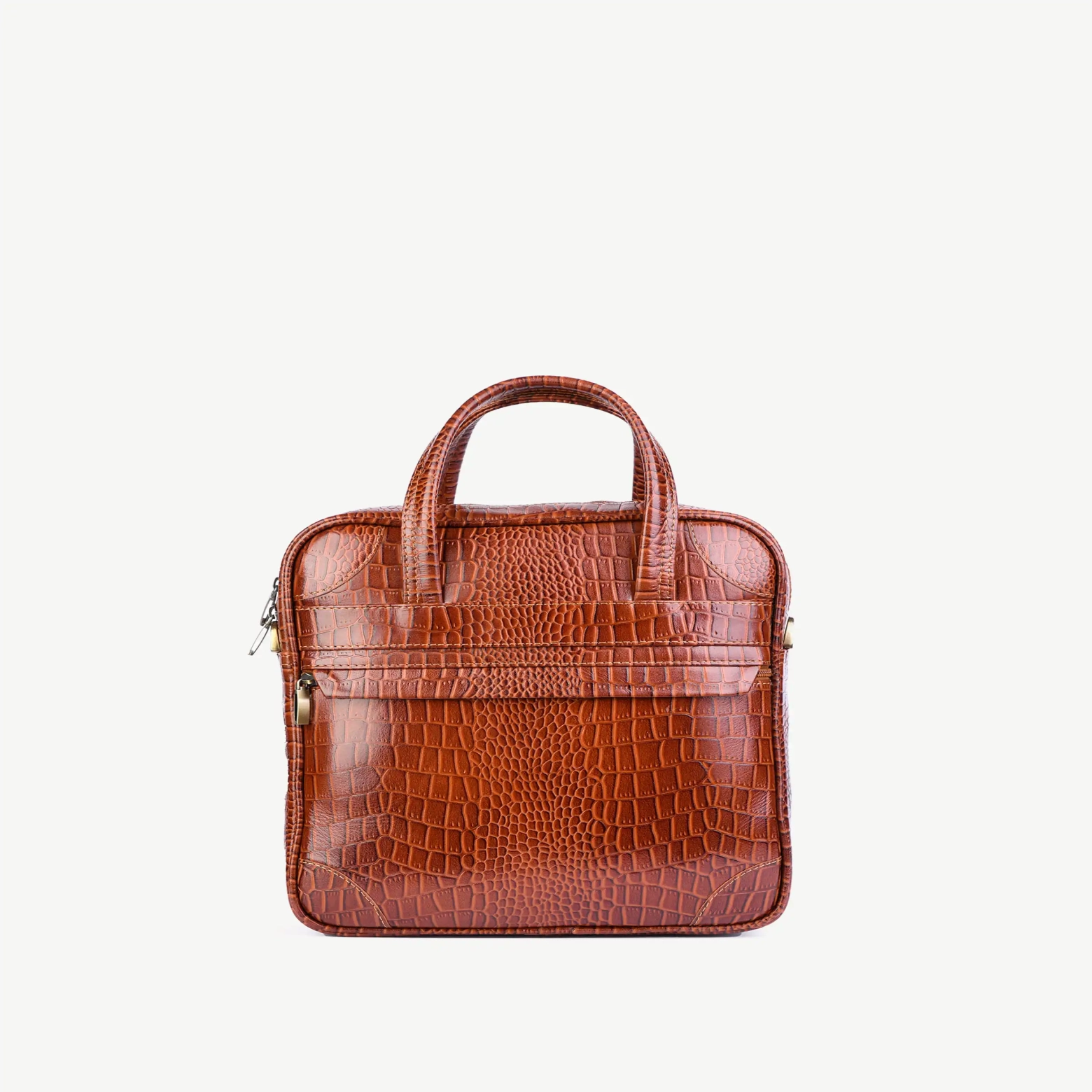 کیف اداری مردانه طرح مینی کابوک چرم کروکودیل عسلی