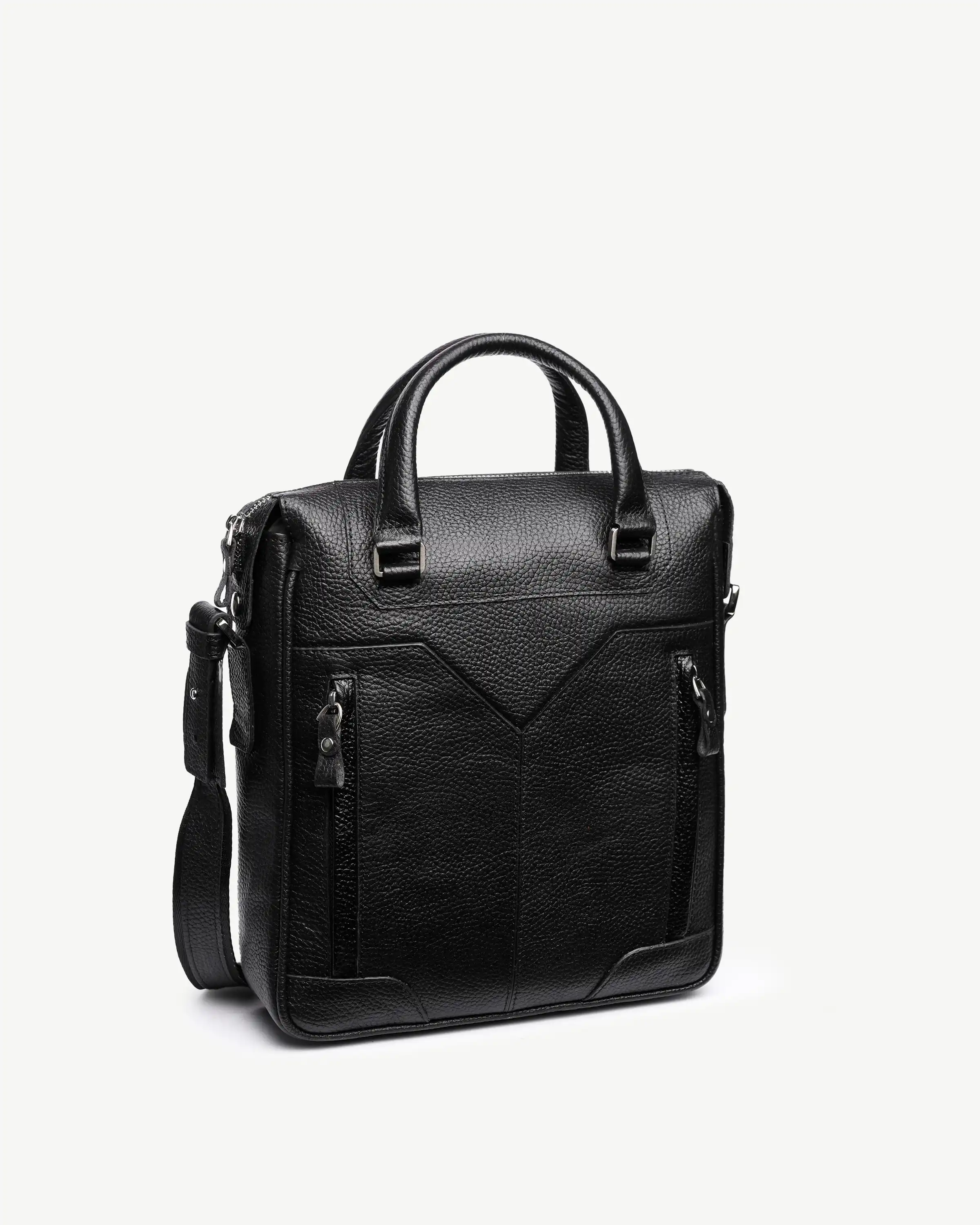 کیف دوشی مردانه طرح اهورا چرم فلوتر مشکی