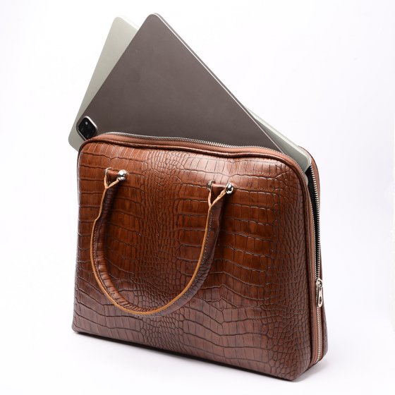 کیف دوشی زنانه مجلسی طرح نازنین چرم کروکودیل قهوه ای