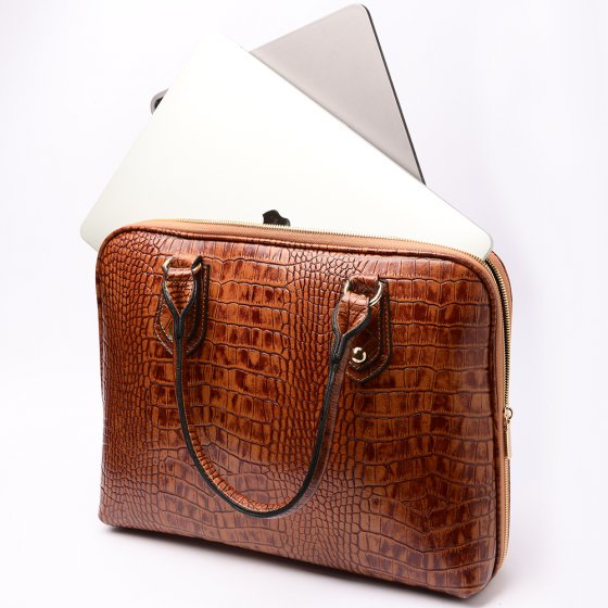 کیف دوشی زنانه مجلسی طرح نازنین چرم کروکودیل عسلی
