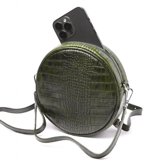 کیف دوشی دخترانه طرح سوگند چرم کروکودیل سبز
