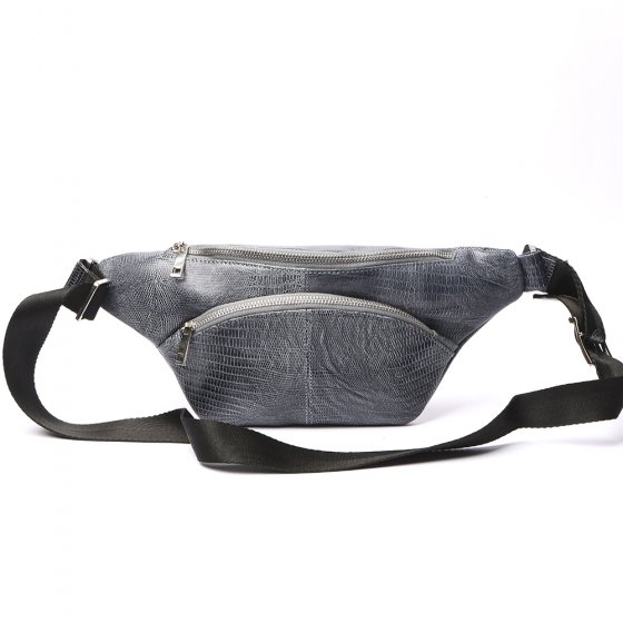 کیف کمری طرح شاهین چرم لیزارد طوسی