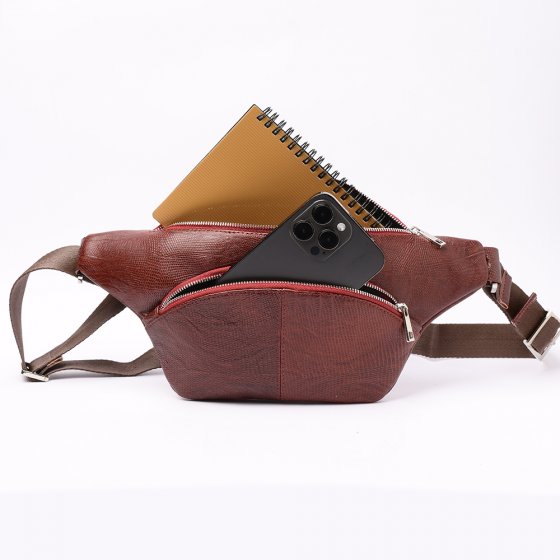 کیف کمری طرح شاهین چرم لیزارد زرشکی