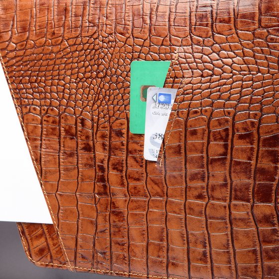 کیف کلاسوری چرم کروکودیل عسلی