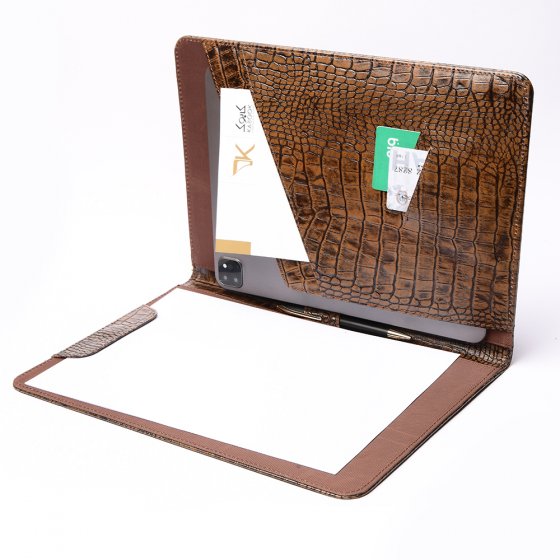 کیف کلاسوری چرم کروکودیل قهوه ای