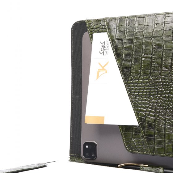 کیف کلاسوری چرم کروکودیل سبز