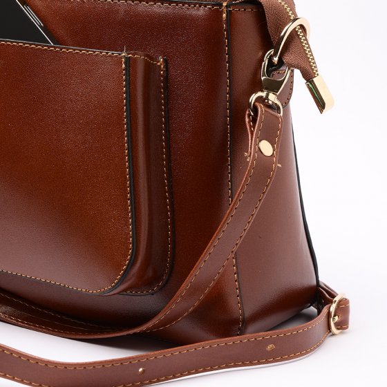 کیف مجلسی زنانه طرح نفیس چرم ساده عسلی