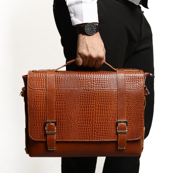 کیف دیپلمات طرح رامبد چرم فلوتر عسلی