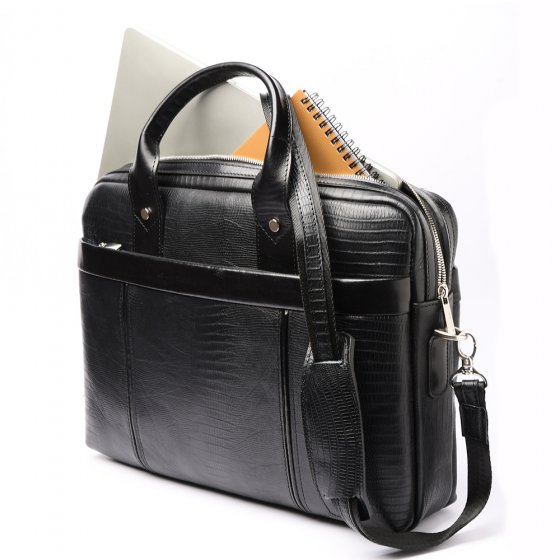 کیف اداری طرح آتش چرم لیزارد مشکی