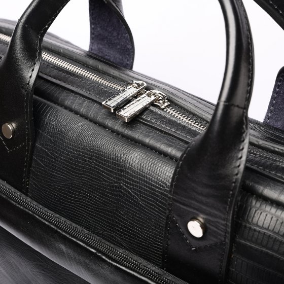 کیف اداری طرح آتش چرم لیزارد مشکی