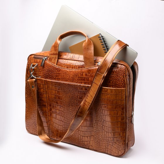 کیف اداری طرح آیهان چرم کروکودیل عسلی