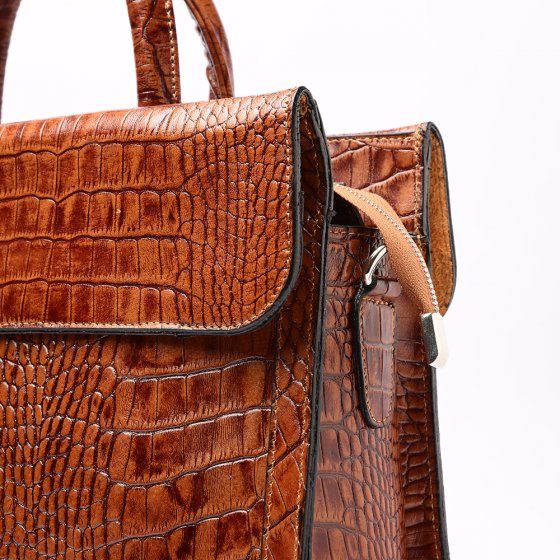 کیف اداری زنانه طرح مینی ساشا چرم کروکودیل عسلی