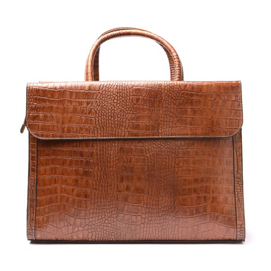 کیف اداری طرح ساشا چرم کروکودیل عسلی E2