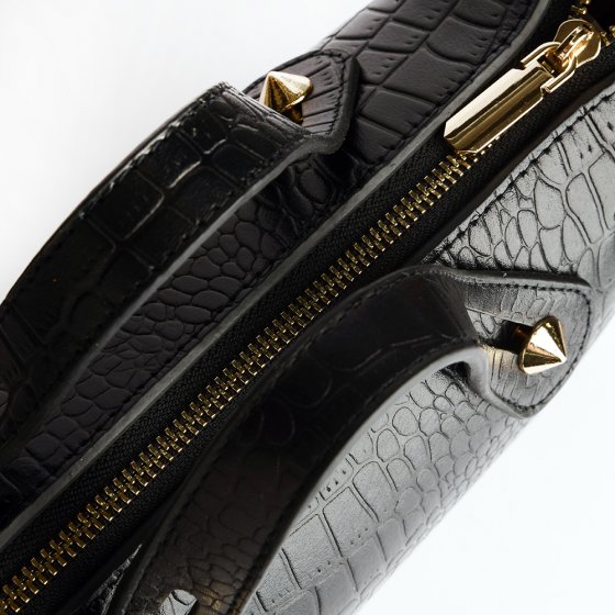 کیف مجلسی زنانه طرح افروز چرم کروکودیل مشکی