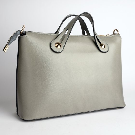 کیف مجلسی زنانه طرح افروز چرم ساده طوسی