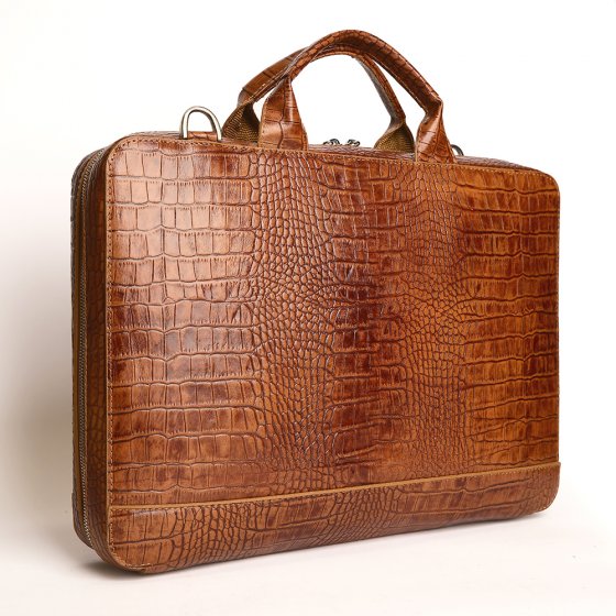 کیف اداری طرح مارسی چرم کروکودیل عسلی