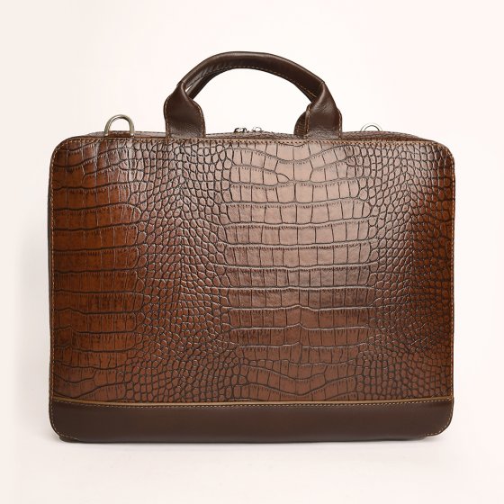 کیف اداری طرح مارسی چرم کروکودیل قهوه ای