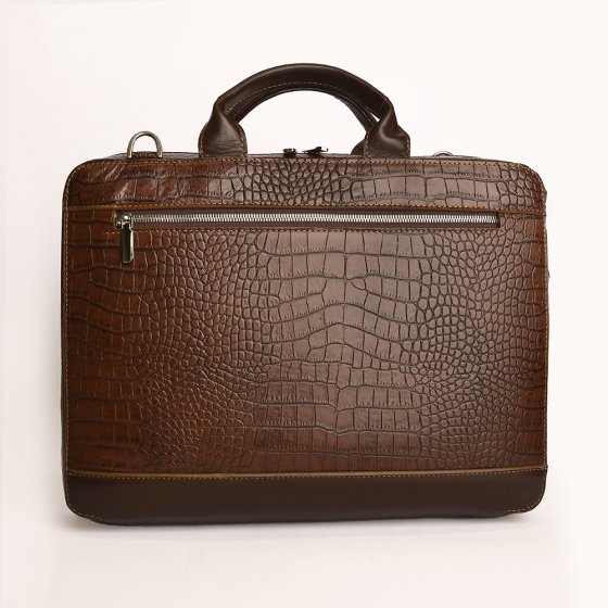 کیف اداری طرح مارسی چرم کروکودیل قهوه ای
