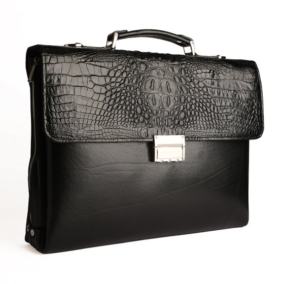 کیف دیپلمات طرح معین چرم ساده مشکی