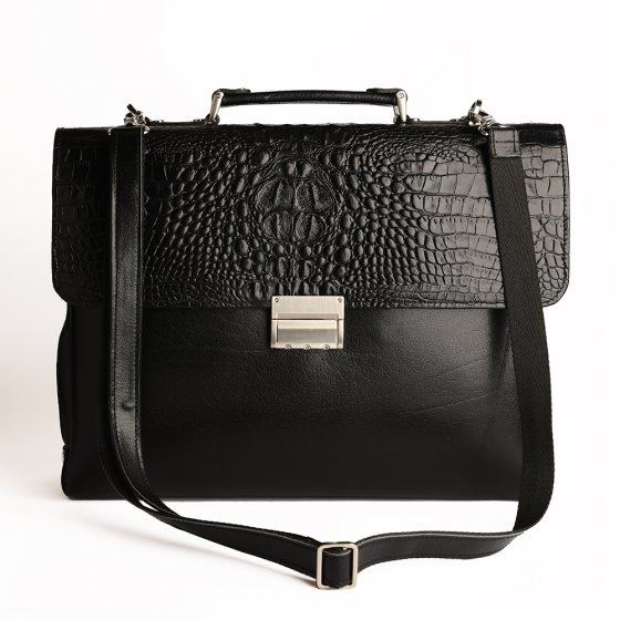 کیف دیپلمات طرح معین چرم ساده مشکی