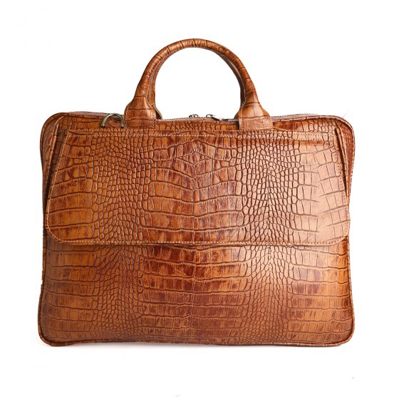 کیف اداری طرح شهیاد چرم کروکودیل عسلی