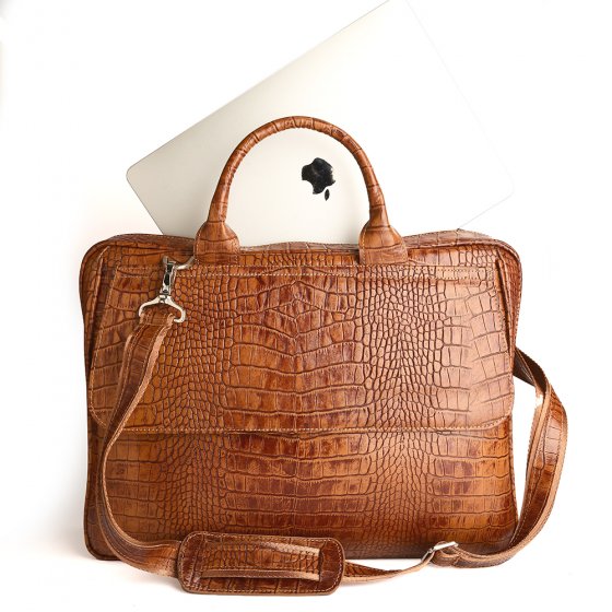 کیف اداری طرح شهیاد چرم کروکودیل عسلی