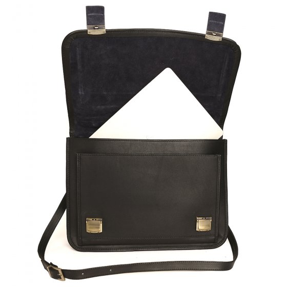 کیف دیپلمات طرح دو قفل مخفی چرم ساده مشکی