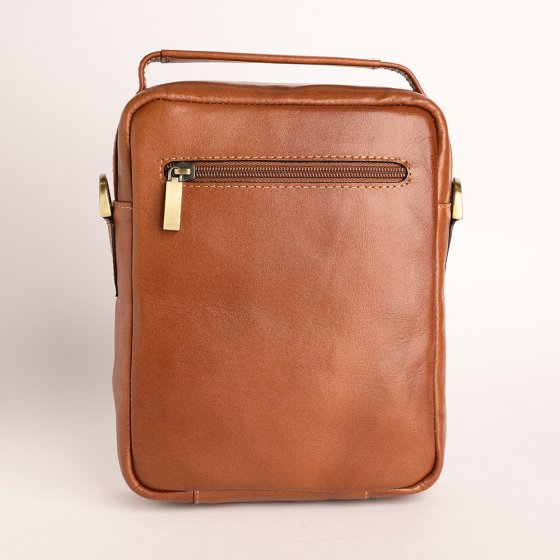 کیف کراس بادی مردانه طرح مینی اطلس چرم ساده عسلی