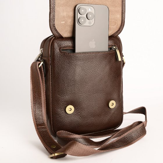 کیف کراس بادی مردانه طرح فارا چرم فلوتر قهوه ای