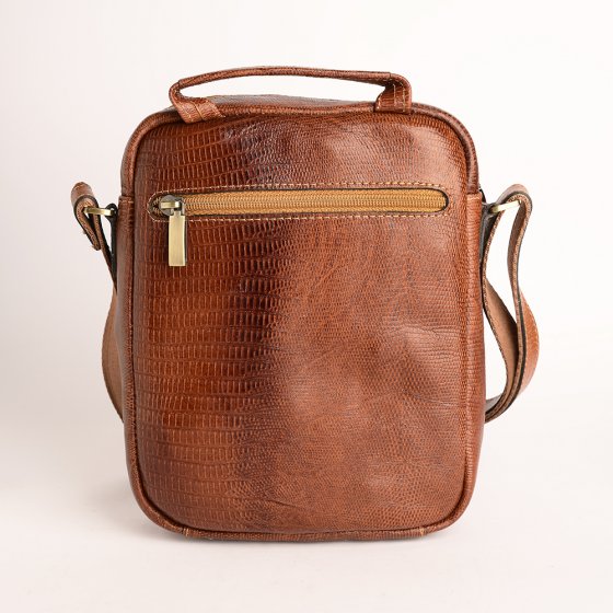 کیف کراس بادی مردانه طرح فارا چرم لیزارد عسلی