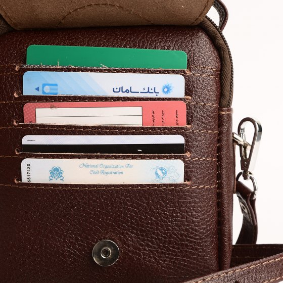 کیف کراس بادی مردانه طرح آیریک چرم فلوتر قهوه ای