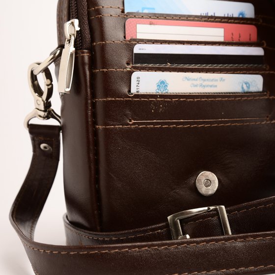 کیف کراس بادی مردانه طرح آیریک چرم ساده قهوه ای