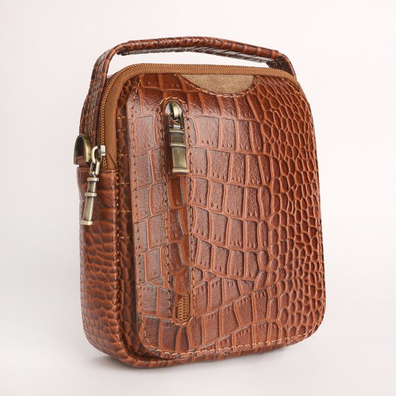 کیف کراس بادی مردانه طرح آیریک چرم کروکودیل عسلی