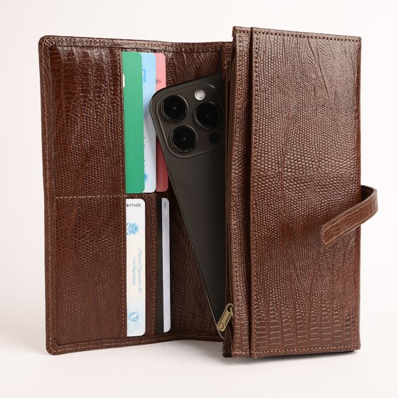 کیف دستی زنانه طرح هینا چرم لیزارد قهوه ای