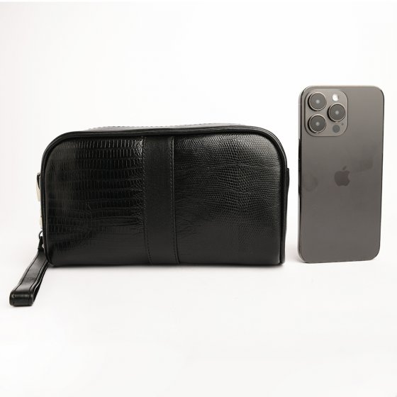 کیف پاسپورتی طرح سزار چرم لیزارد مشکی