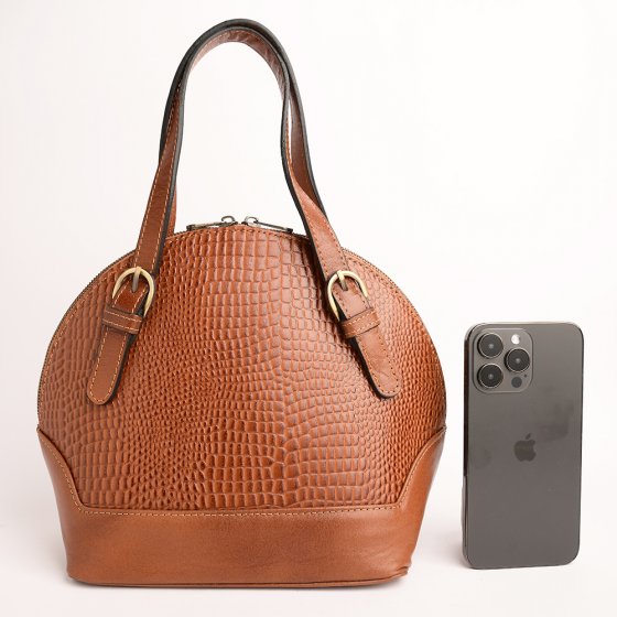 کیف زنانه مجلسی طرح لی چرم کروکودیل عسلی