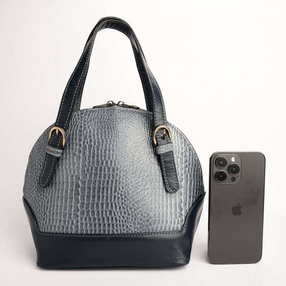 کیف زنانه مجلسی طرح لی چرم کروکودیل طوسی