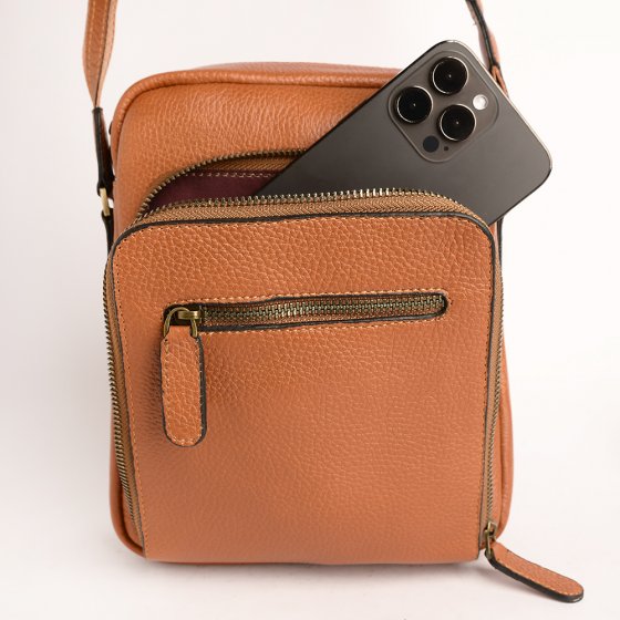 کیف کراس بادی مردانه طرح هامون چرم فلوتر عسلی