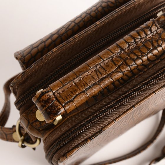 کیف کراس بادی مردانه طرح آرکان چرم کروکودیل قهوه ای