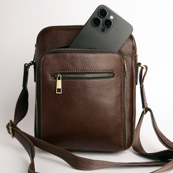 کیف کراس بادی مردانه طرح ساتیا چرم فلوتر قهوه ای