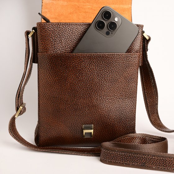 کیف کراس بادی مردانه طرح سپنتا چرم فلوتر قهوه ای