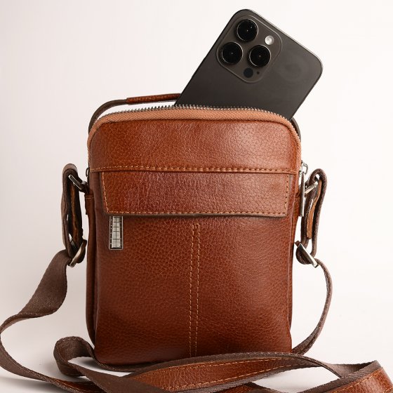 کیف کراس بادی مردانه طرح مینی تابش چرم فلوتر عسلی