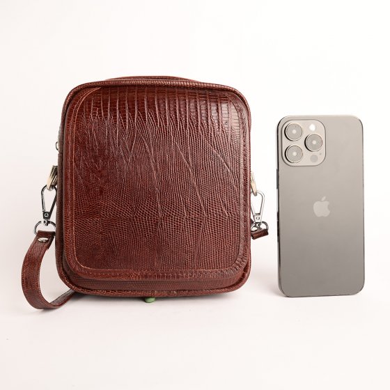 کیف کراس بادی مردانه طرح کایسر چرم لیزارد زرشکی