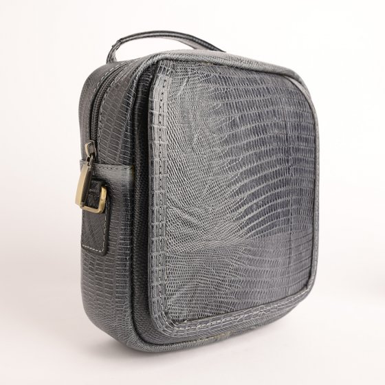 کیف کراس بادی مردانه طرح کایسر چرم لیزارد طوسی